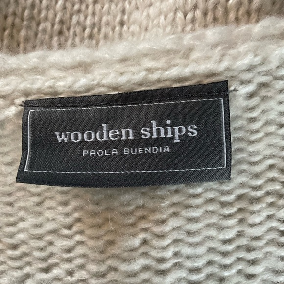 Wooden Ships Ecru Sweater Fringe Mohair Wool Pullover V Neck Beachy Size S / M - Picture 6 of 7